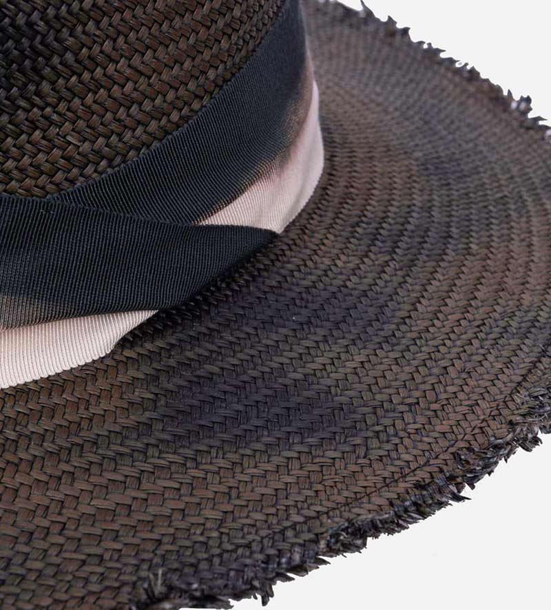 hatband detail of mens vintage straw hat