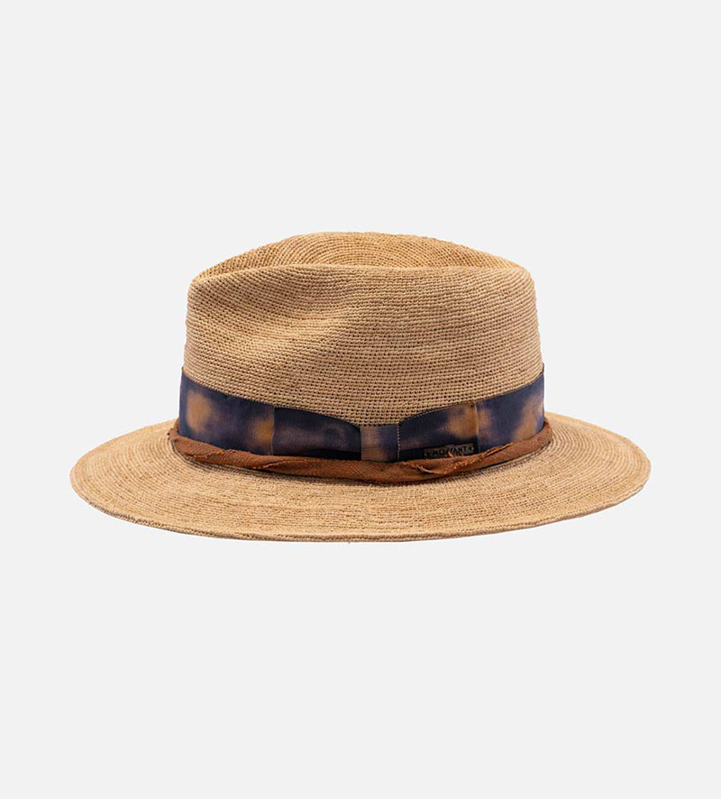 side view of raffia sun hat