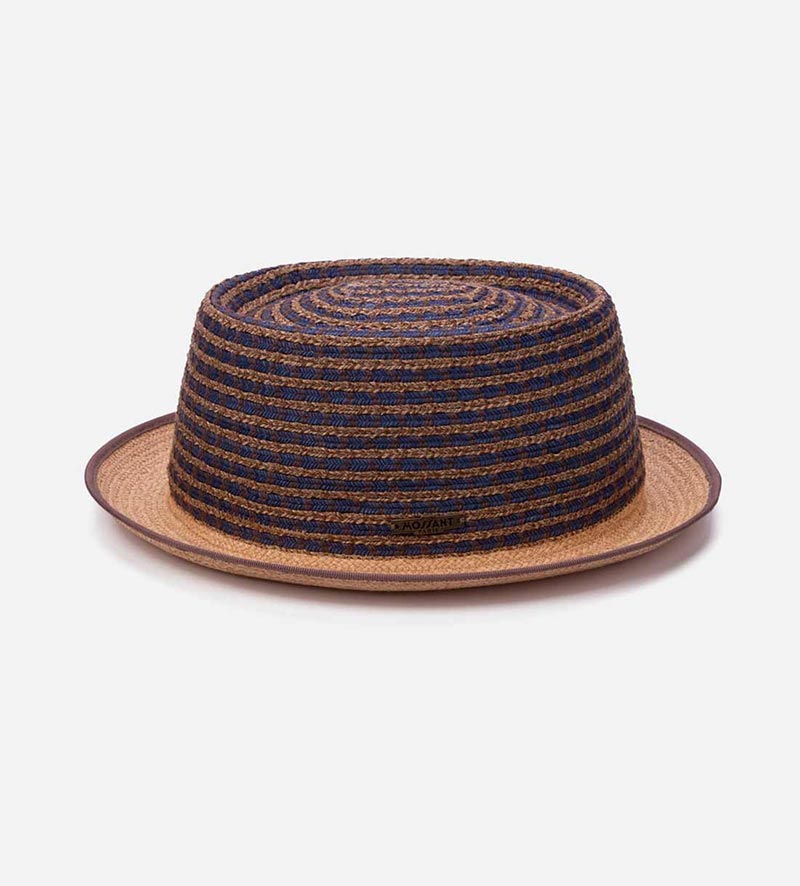 side view of round straw hat
