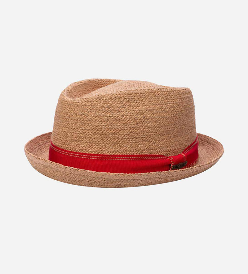 oblique view of small straw hat