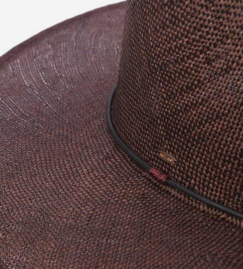 hatband detail of wide brim sun hat