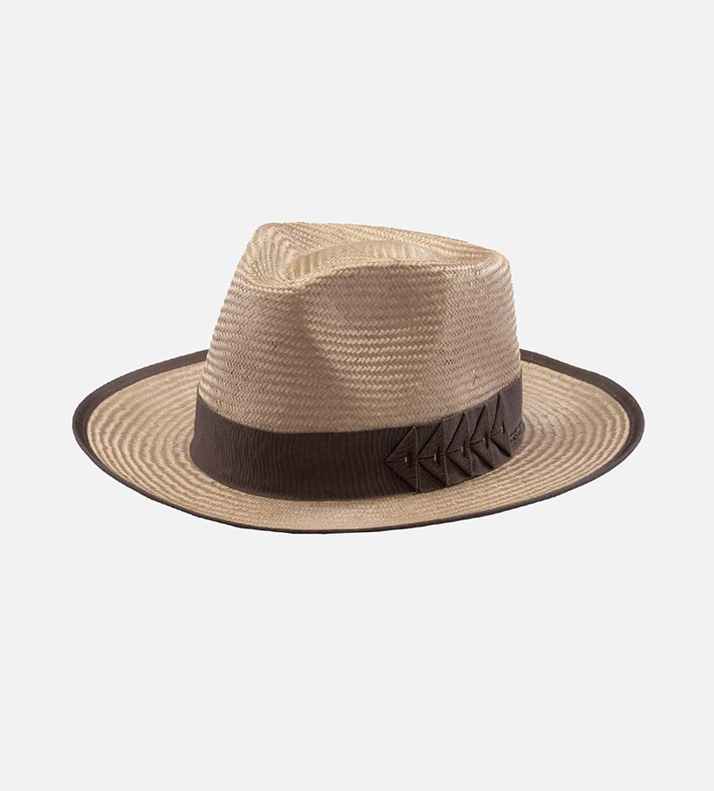 ALTAIR Sieal Hemp Straw Sun Fedora Medium Brim Light Rosebrown