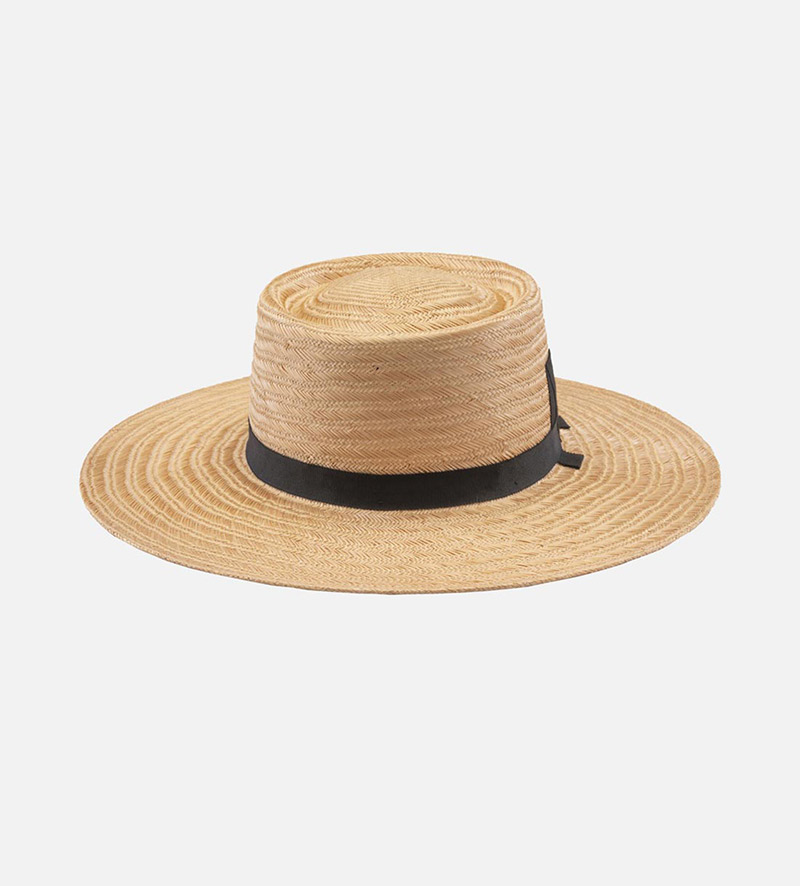 front view of womens wide brim straw hat