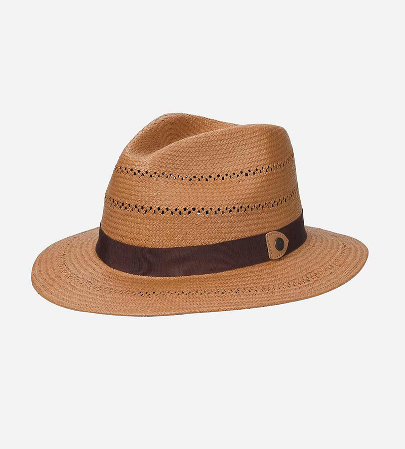 oblique view of straw safari hat