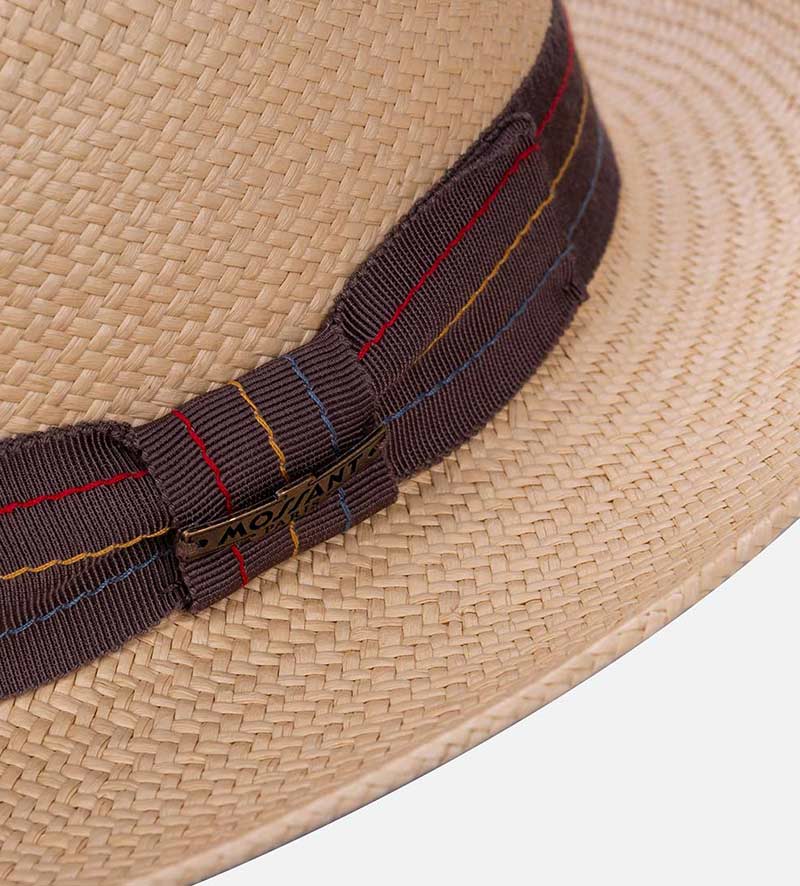 hatband of curled brim straw beach hat