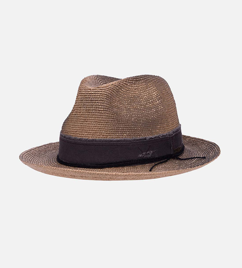 CATIOLA Raffia Distressed Fedora Medium Brim Burlywood