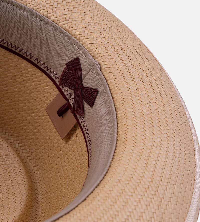 sweatband of curled brim straw beach hat