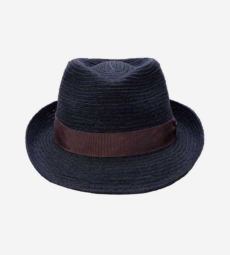 front view of mens straw trilby hat