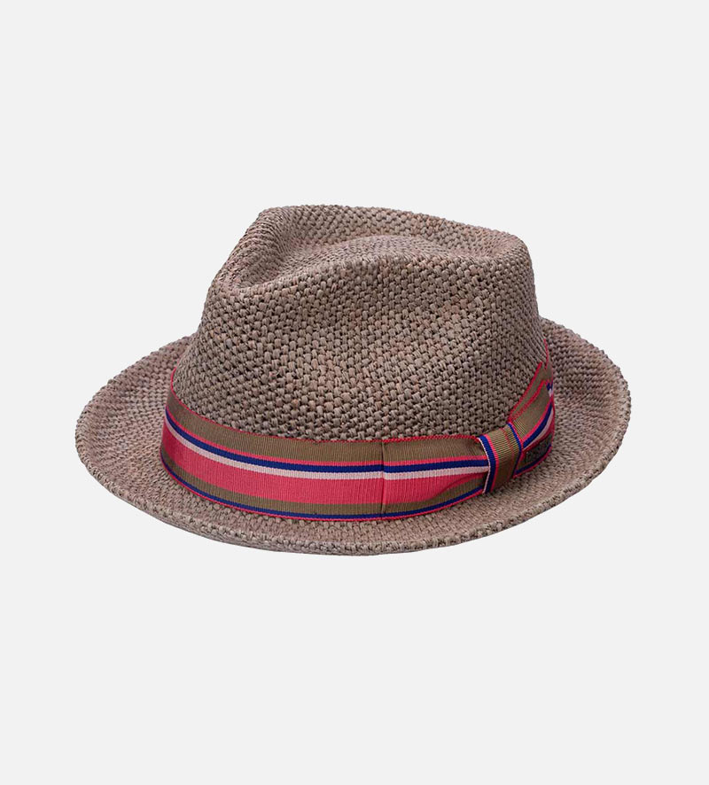 PRCHORA Raffia Straw Fedora Short Brim Dimgray