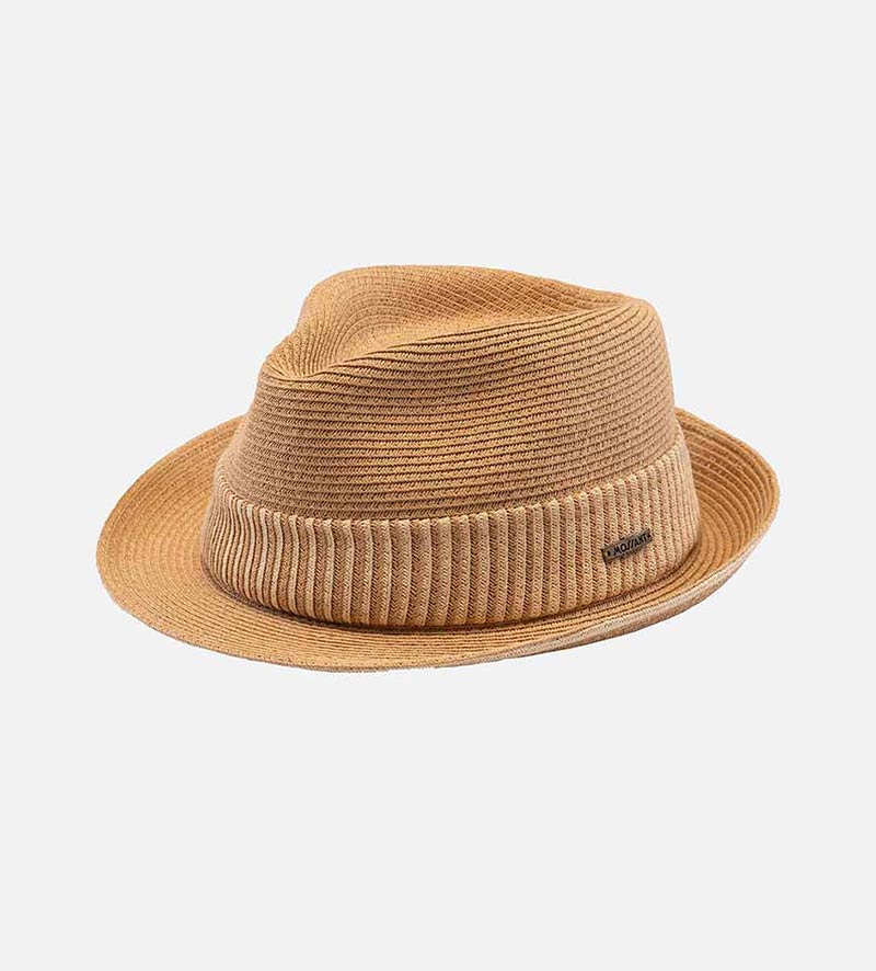 LIVINGSTONE Paper Straw Trilby Short Brim Straw Hat Tan