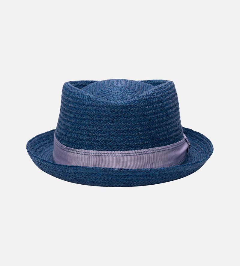 front view of blue straw hat