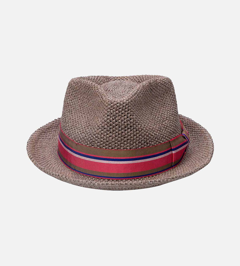 PRCHORA Raffia Straw Fedora Short Brim Dimgray