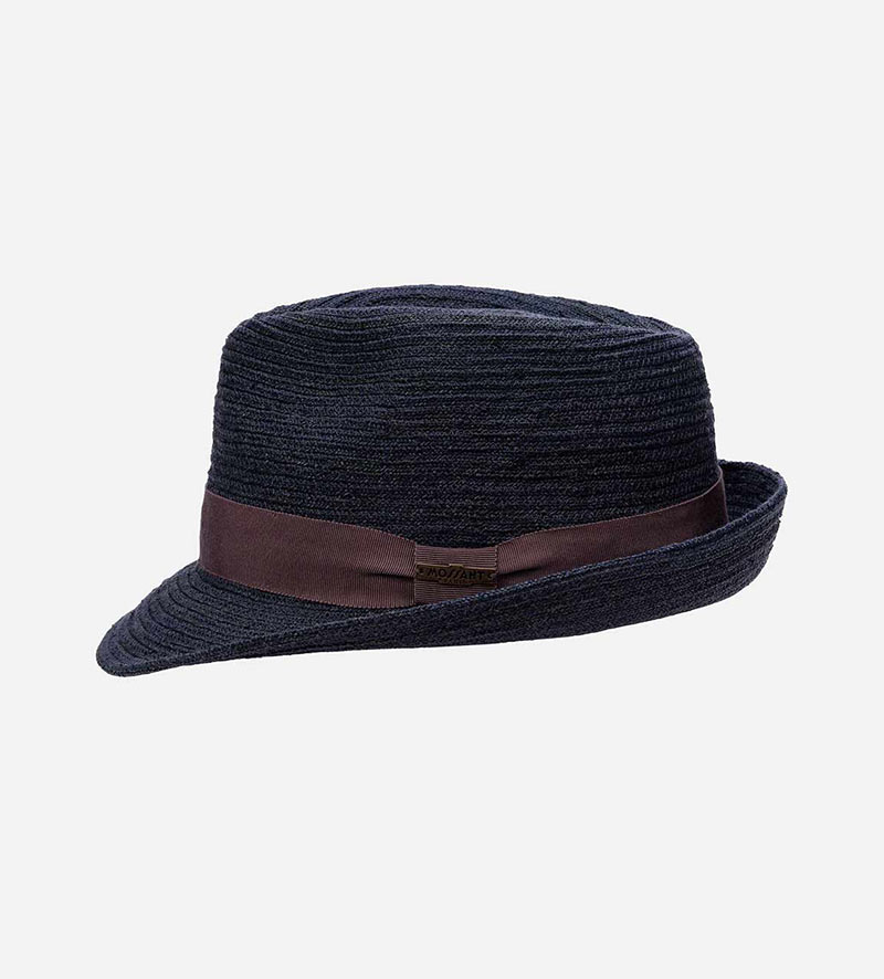 back view of mens straw trilby hat