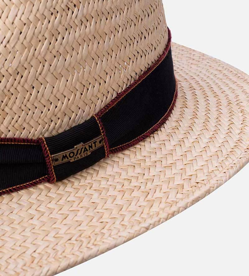 DITRY Palm Fiber Farmers Straw Fedora Middle Brim Bisque