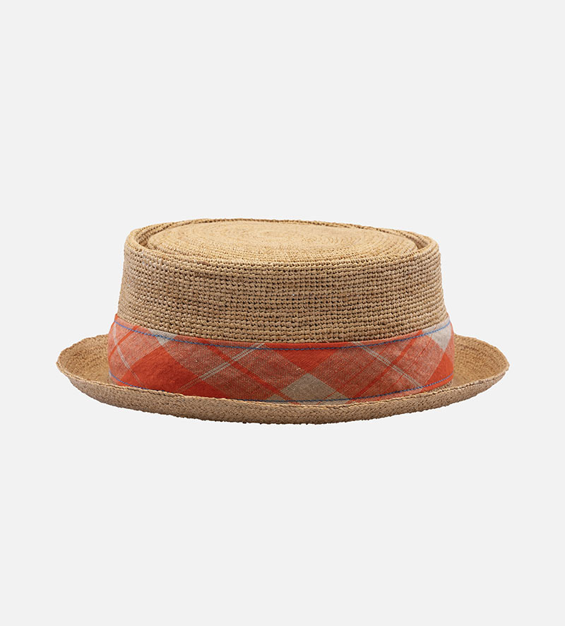 side view of cute straw porkpie hat