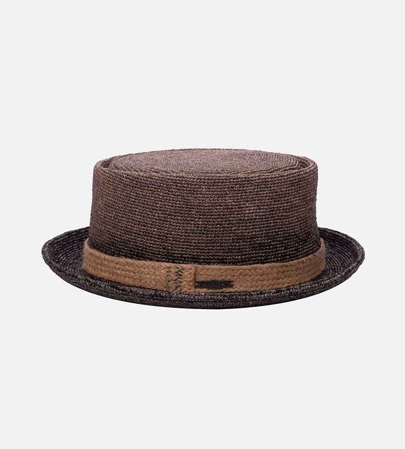 back view of straw pork pie hat