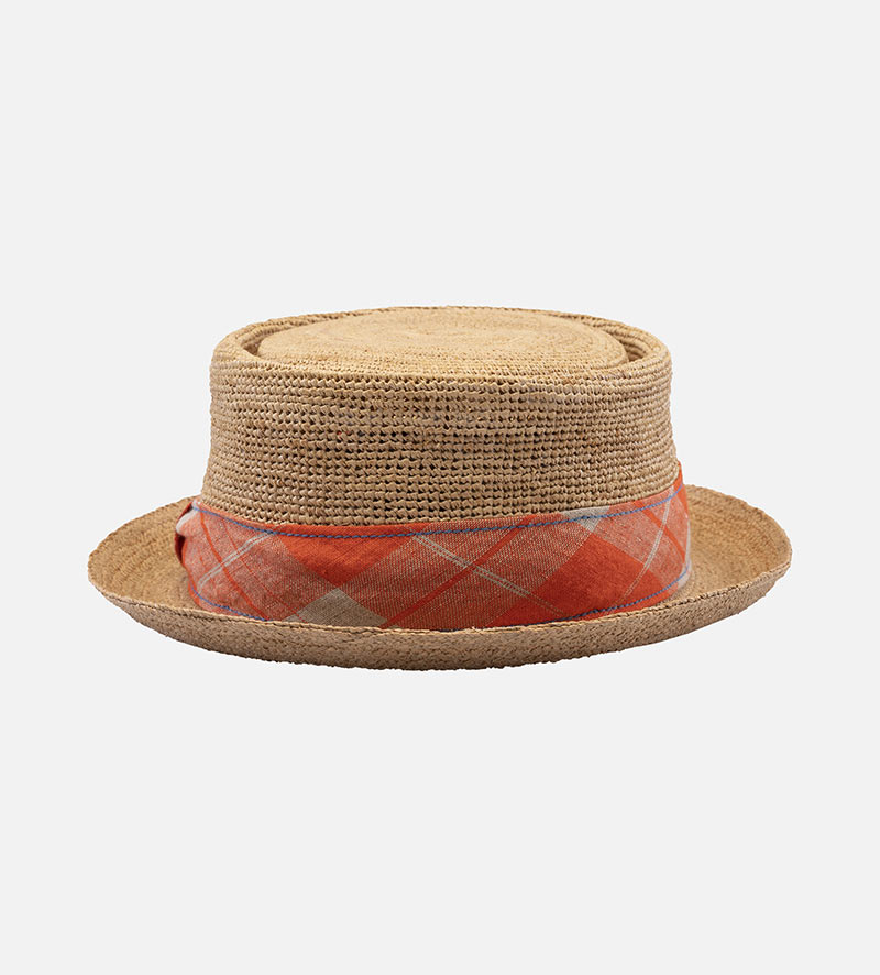 back view of cute straw porkpie hat