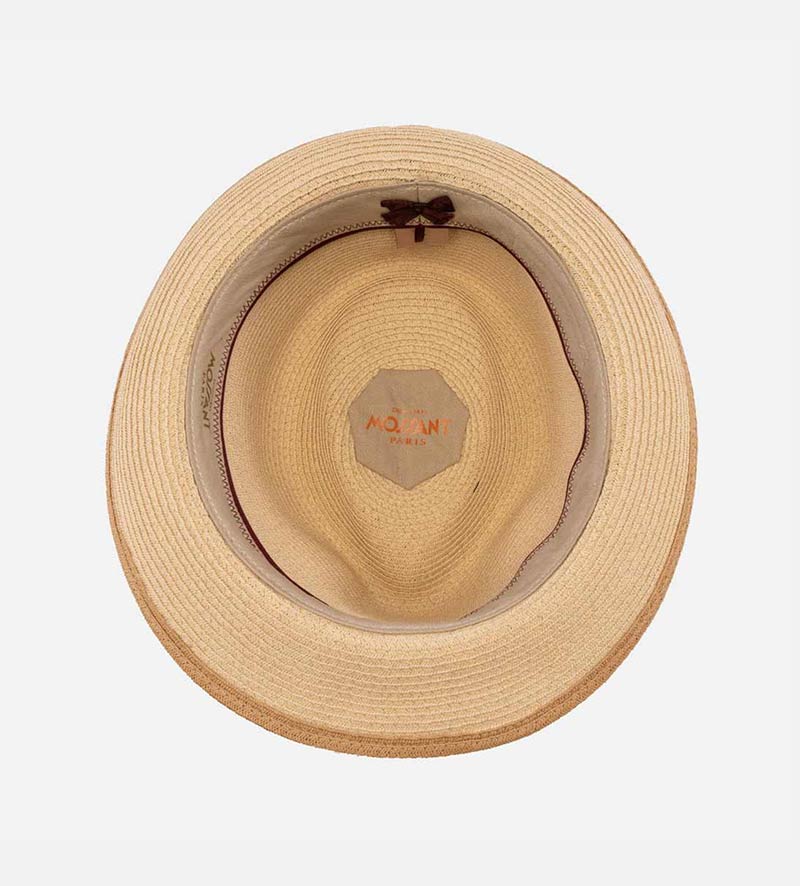 inside view of mens straw trilby hat