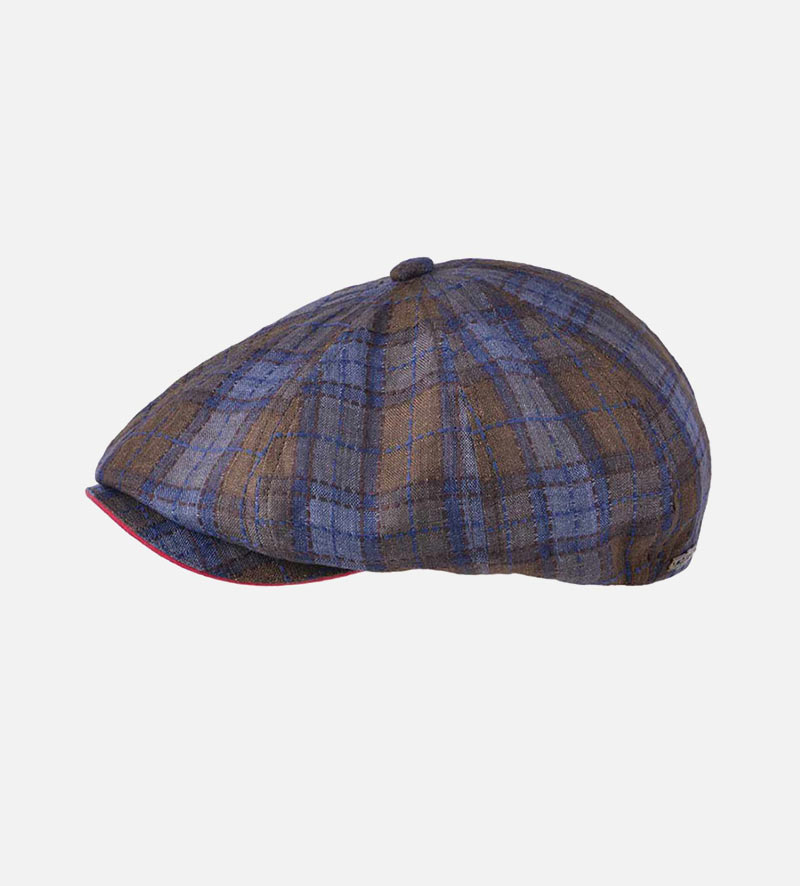 side view of 8 panel newsboy cap