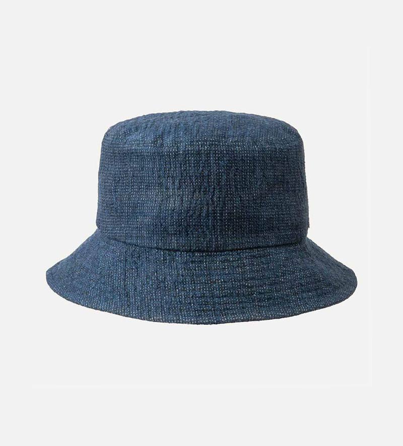 side view of linen bucket hat