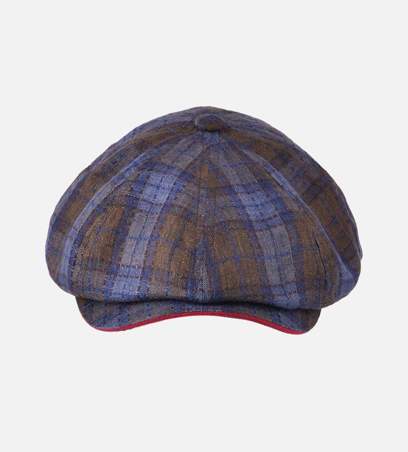 front view of 8 panel newsboy cap