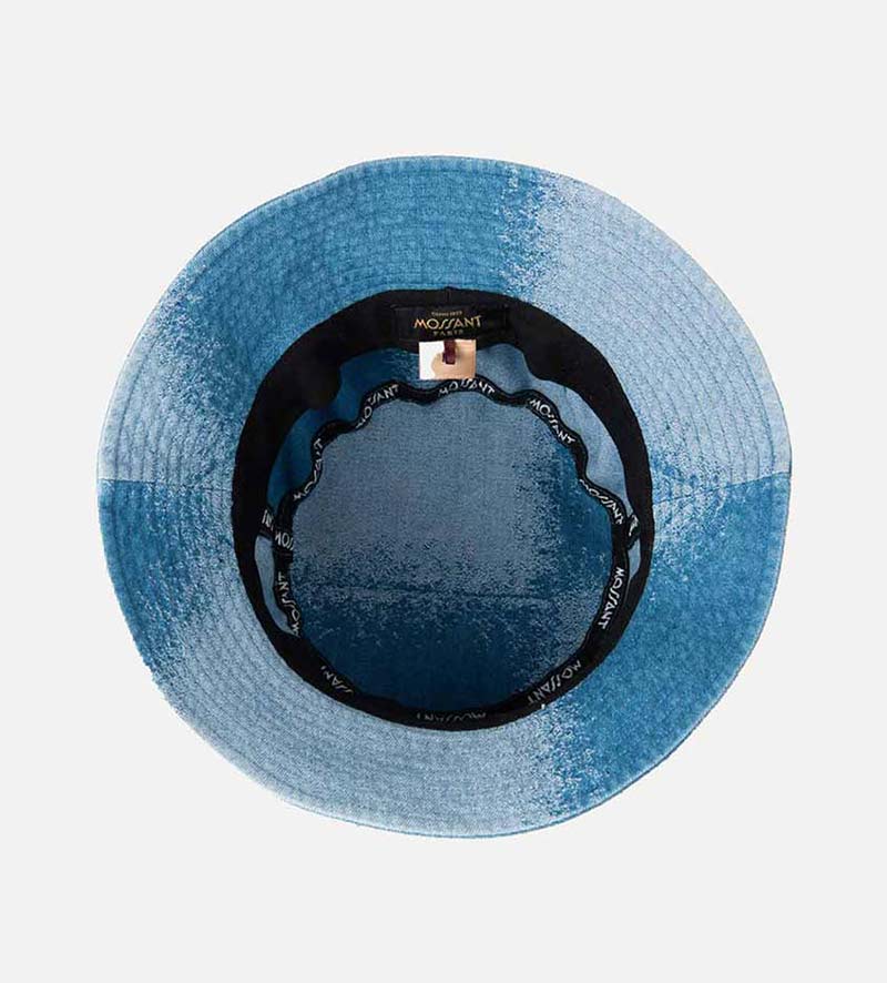 inside view of blue bucket hat