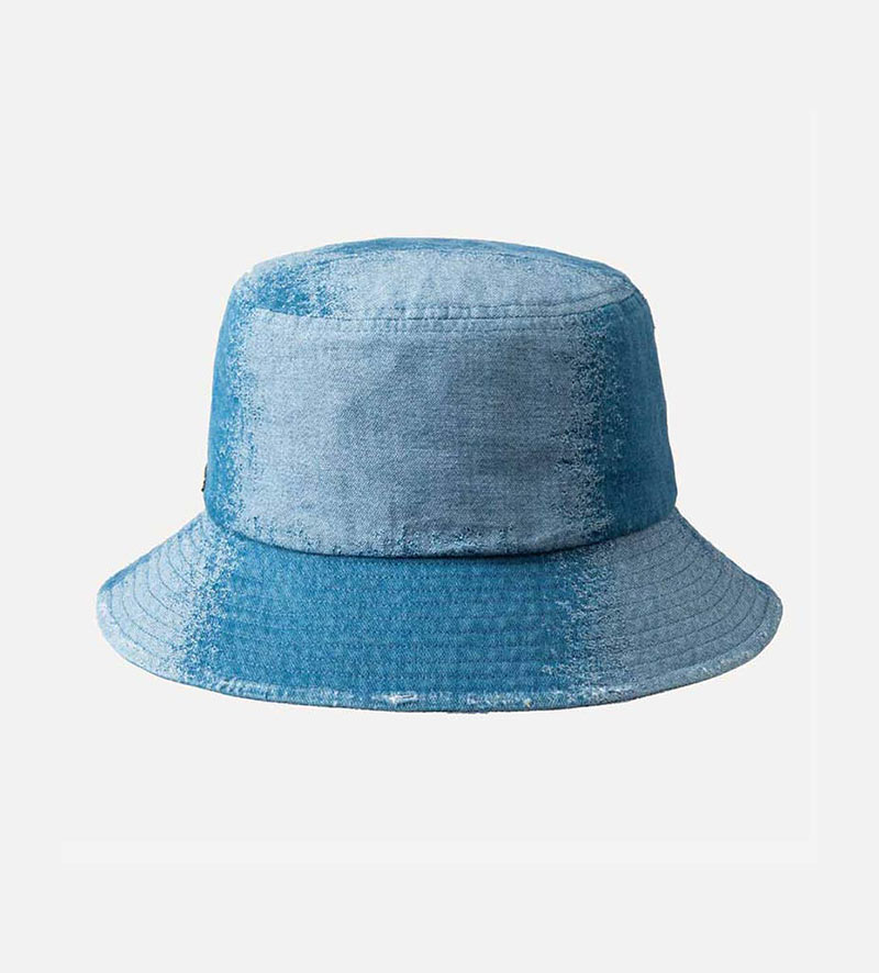 side view of blue bucket hat