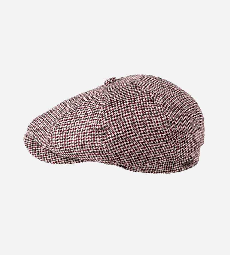 side view of linen newsboy cap