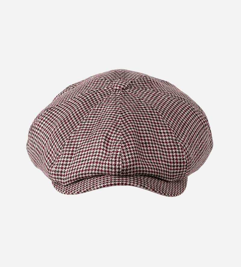 front view of linen newsboy cap