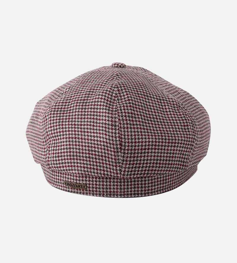 side view of linen newsboy cap