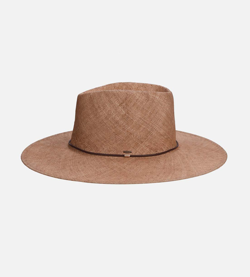 side view of mens wide brimmed straw hat