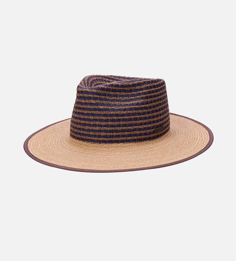 oblique view of mens wide brimmed sun hat