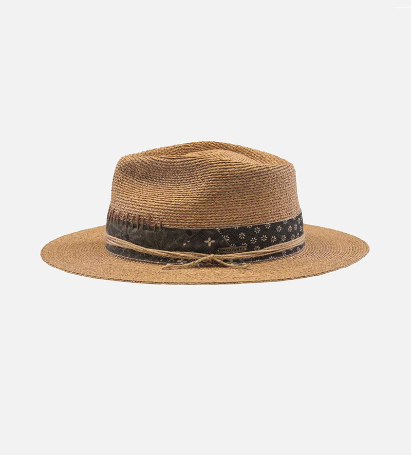 back view of flat straw hat