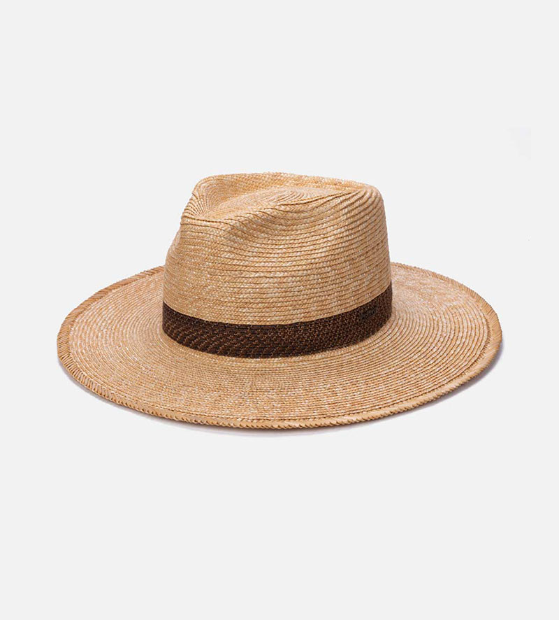 JUPITER Wheat Straw Mens Straw Fedora Wide Brim Brown Band