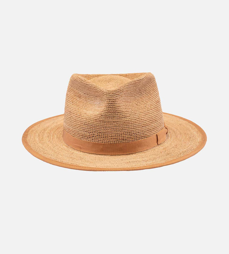 front view of mens straw beach hat