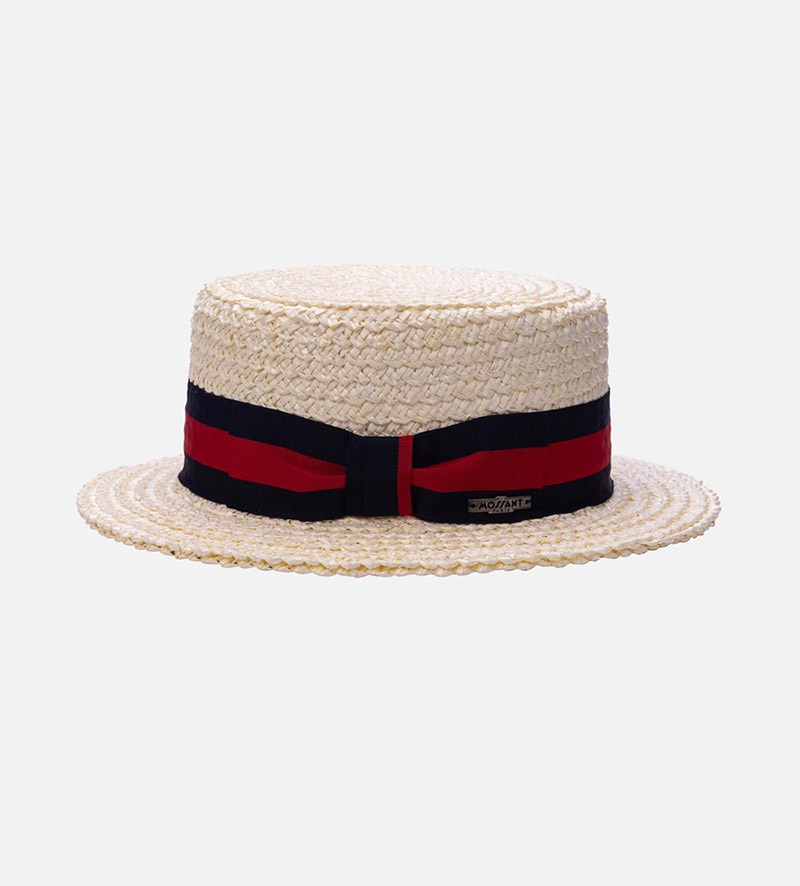 side view of mens straw boater hat