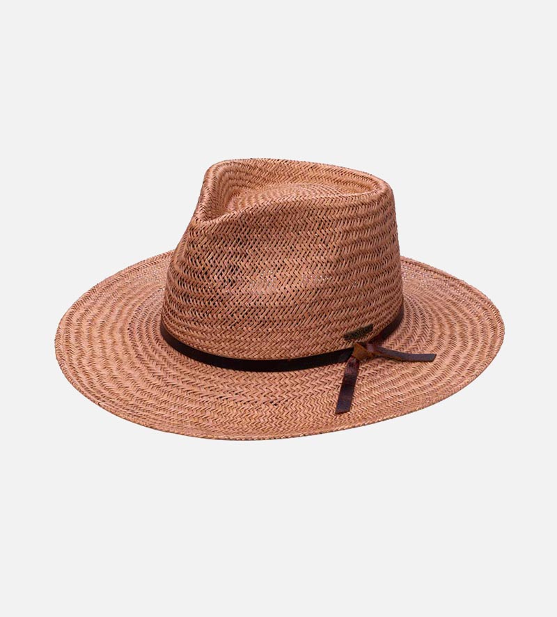 BALD EAGLE Palm Fiber Mens Summer Straw Fedora Saddlebrown