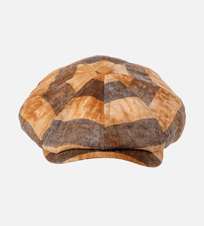 front view of plaid newsboy cap