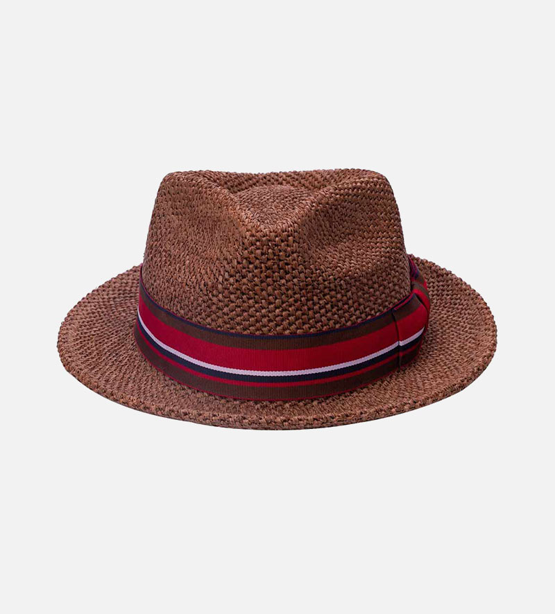 front view of raffia straw hat