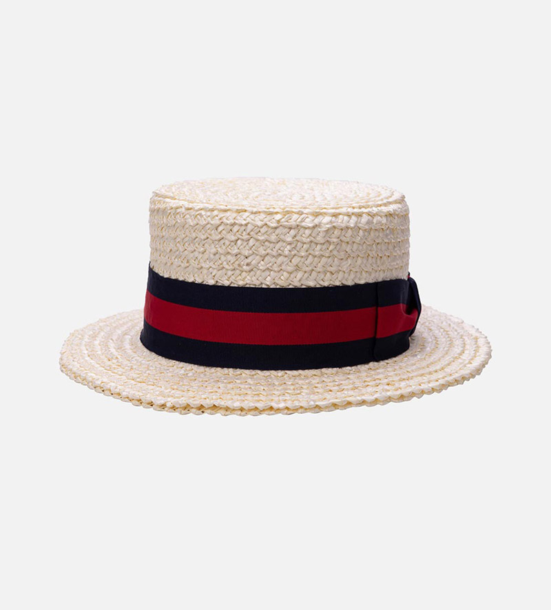 front view of mens straw boater hat