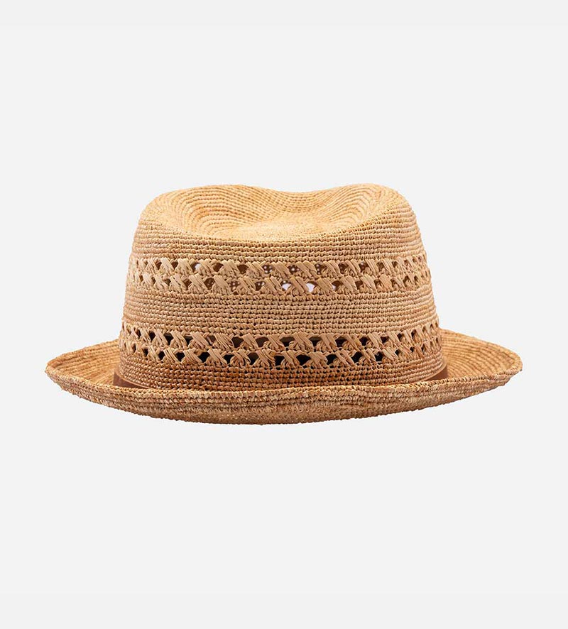back view of vented straw hat
