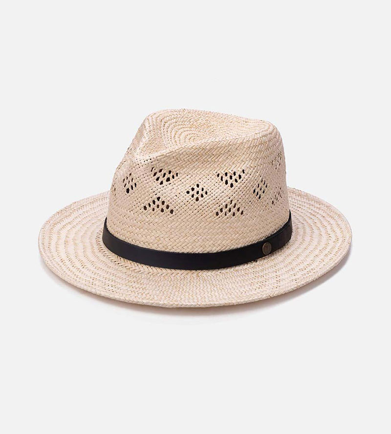 oblique view of cool straw hat