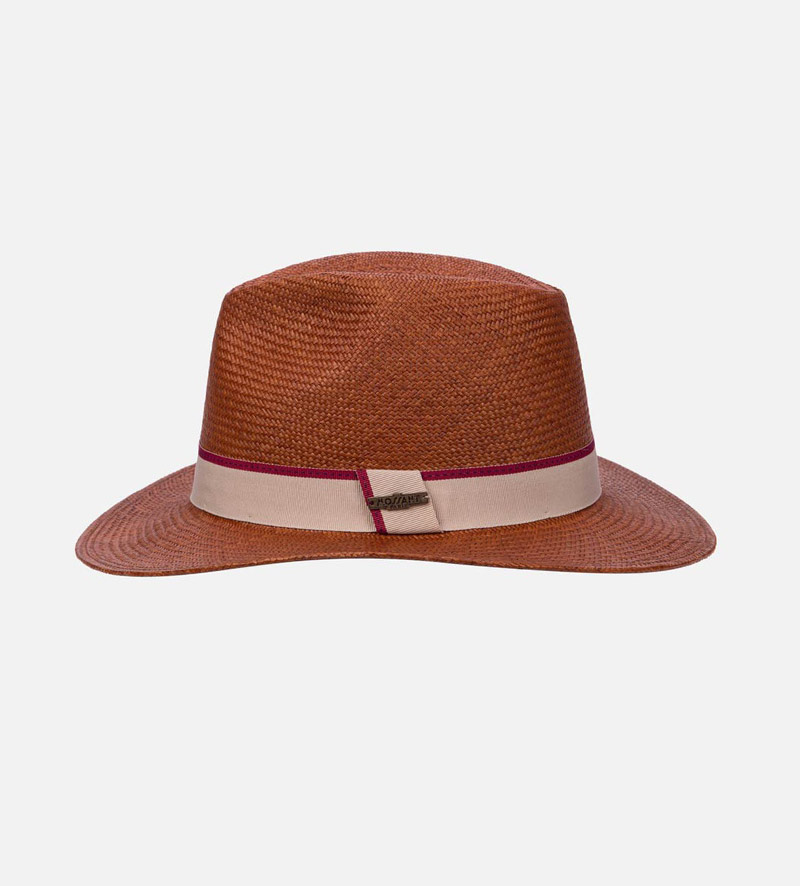 side view of mens straw panama hat