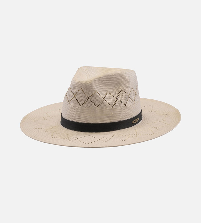 LABRADOR PLATEAU Paper Mens White Straw Fedora Wide Brim