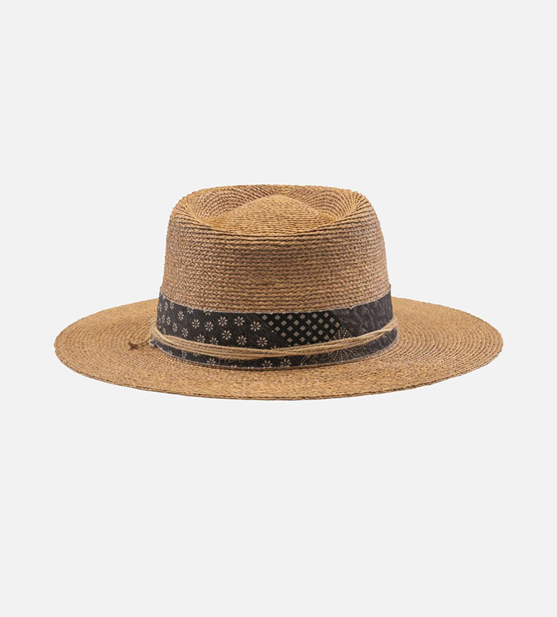 side view of flat straw hat