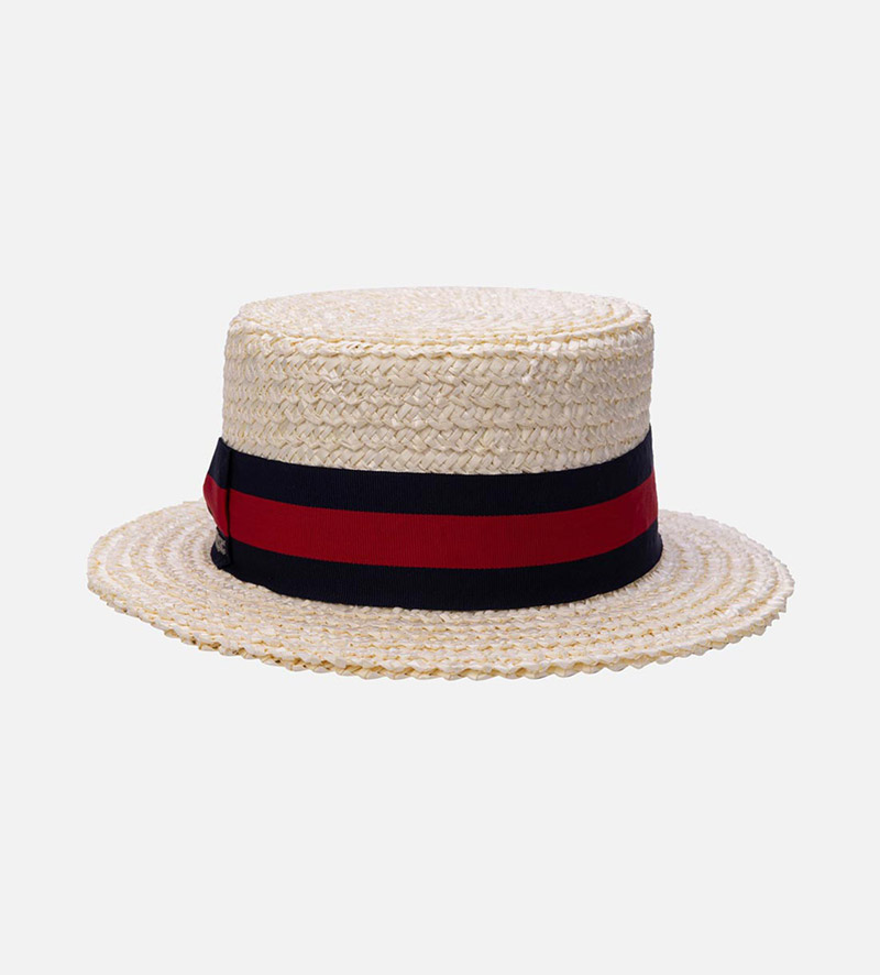 back view of mens straw boater hat