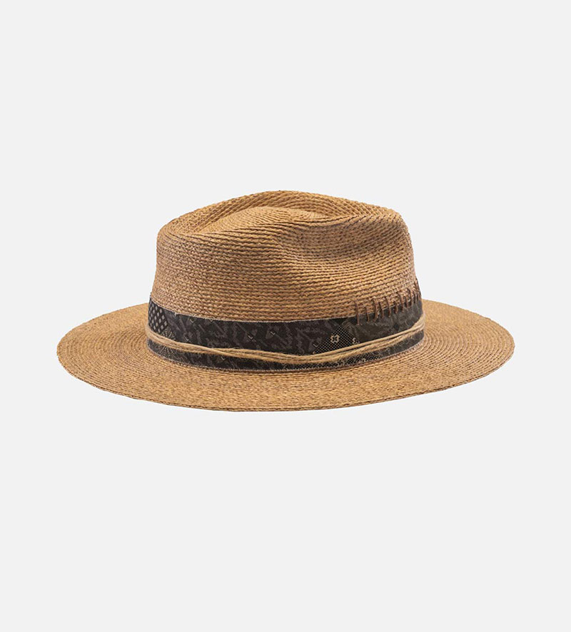 side view of flat straw hat