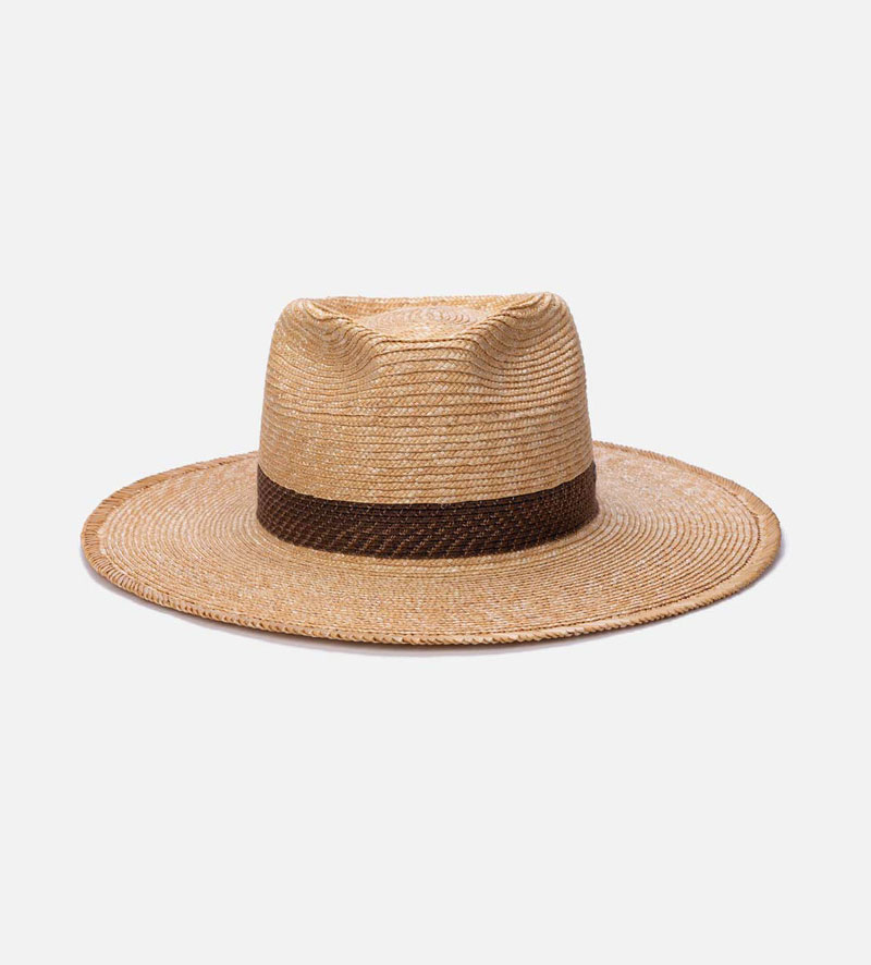 JUPITER Wheat Straw Mens Straw Fedora Wide Brim Brown Band