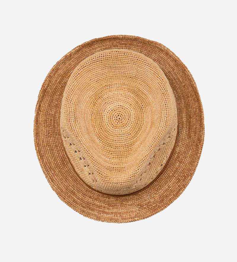 top view of vented straw hat