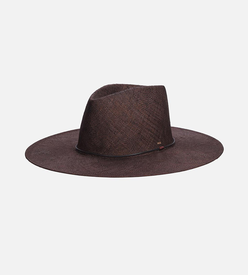 VESTA Hemp Straw Fedora Wide Brim Sun Hat Saddlebrown